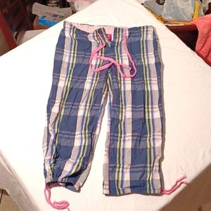 VICTORIA'S Secret PINK SM PLAID PAJAMA BOTTOMS NAVY BLUE PINK GREEN YELLOW WHITE